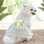 Outdoor Dog Cat Dress with Bow, Cute & Breathable Sundress for Walking, Lightweight Travel Outfit with Bow Tie, Easy Wear for Sm