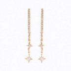 New Stainless Steel Cubic Zirconia Chain Hoop Earring Star Moon
