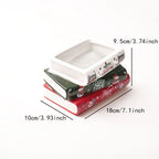 Small Ceramic Book-Shaped Planter with Hole Bookshelf Home Desk Decoration Accessories