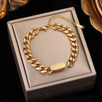 Gold Colour Stainless Steel Link Chain Bracelet Non-Fading Jewellery