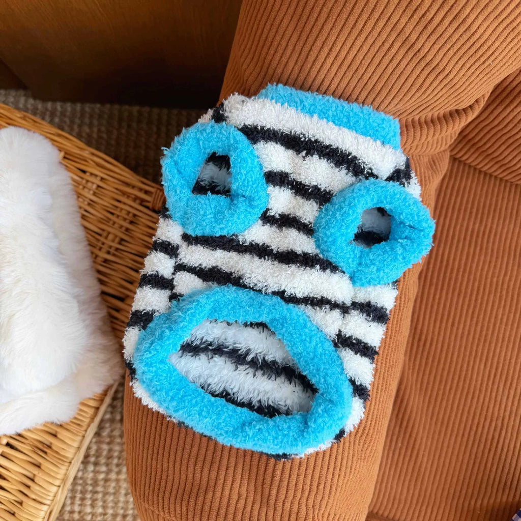Striped Plush Pet Vest Warm Fleece Dog Cat Sweater Sleeveless Puppy Outfit