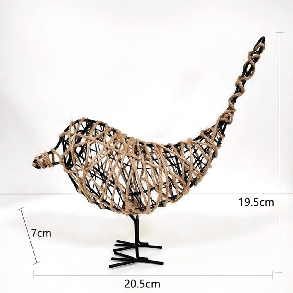 Iron Bird Figurines Nordic Abstract Statue Animal Home Decoration Accessories