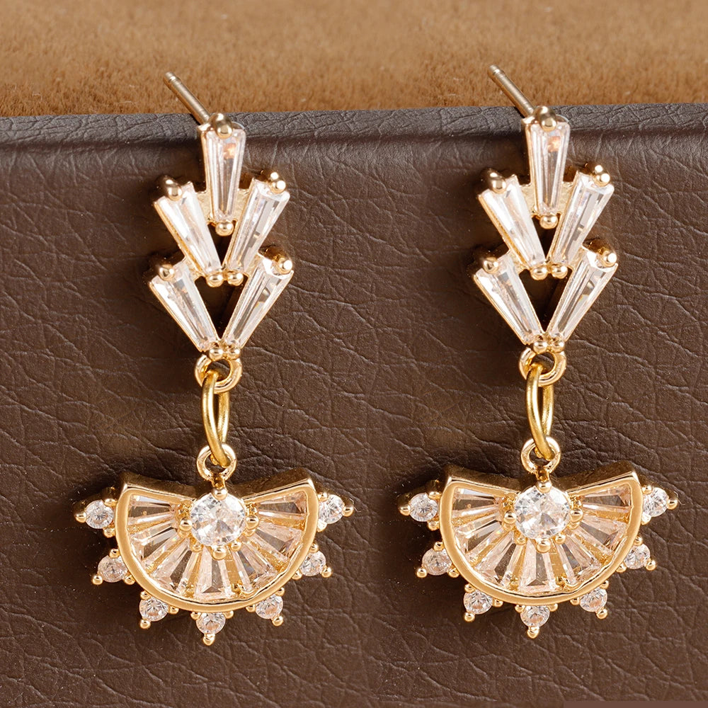 Vintage Crystal Zirconia Stainless Steel Earrings Star Pendant