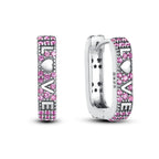 925 Sterling Silver Simple Love Heart Zircon Circle Hoop Earrings Jewellery