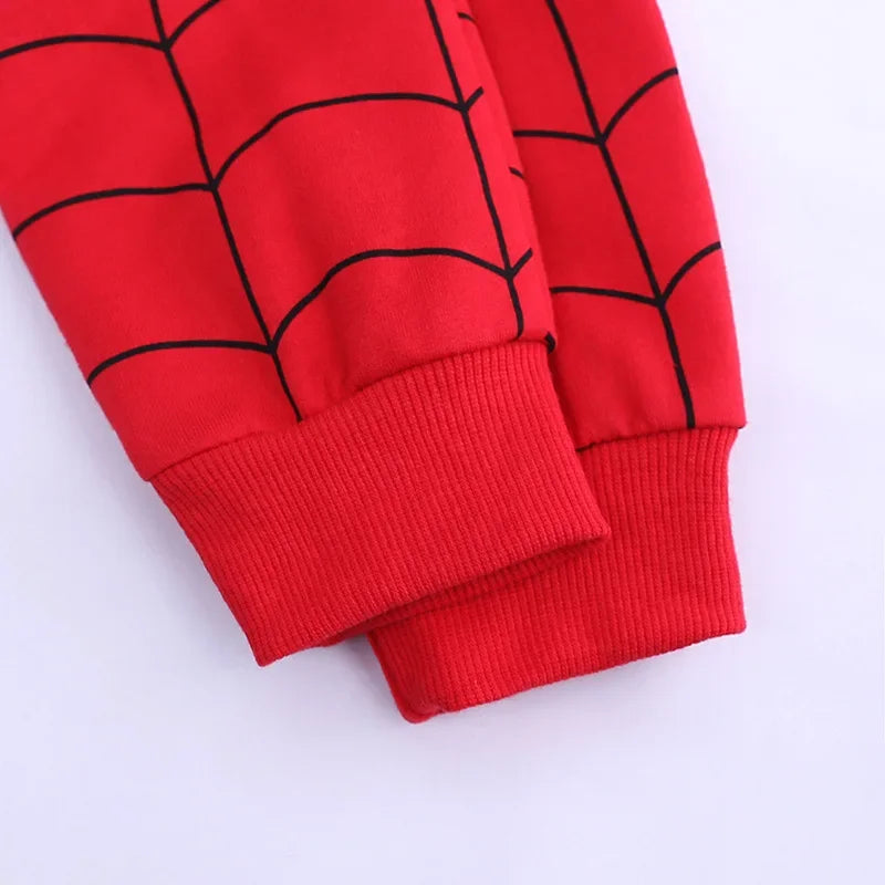 3pcs Spiderman Cosplay Costume Kids Boys Hooded Vest T-Shirt & Pants Tracksuit