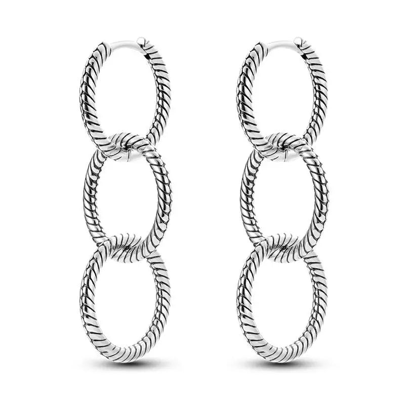 925 Sterling Silver Classic Multi Ring Drop Earrings Elegant Birthday Jewellery