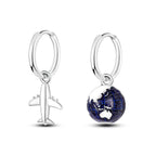 925 Sterling Silver Asymmetric Key Lock Drop Earrings Trendy Jewellery Gift