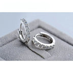 925 Sterling Silver Plated Rhinestone Crystal Hoop Earrings Luxury Women Gift