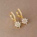 Luxury Stainless Steel Star Dangle Earrings Zircons Geometric Piercing
