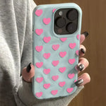 Pink Heart Texture Case for iPhone 17 16 15 14 13 12 11 Pro Max Plus Colour