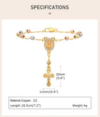 Virgin Mary Rosary Bead Cross Bracelet for Women, Tri-color Adjustable Chain Virgin of Guadalupe Bracelet Baptism Confirmation
