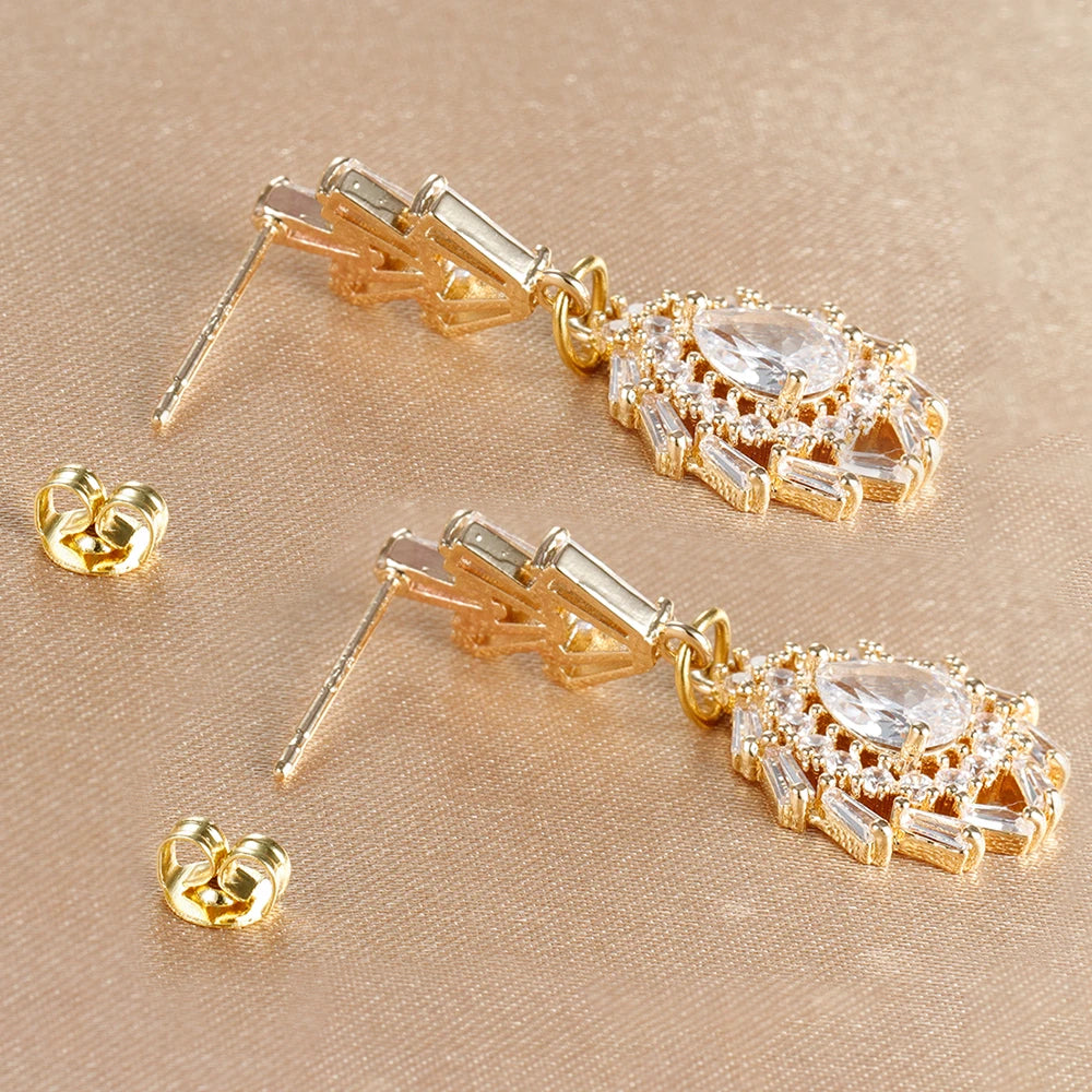 Vintage Crystal Zirconia Stainless Steel Earrings Star Pendant