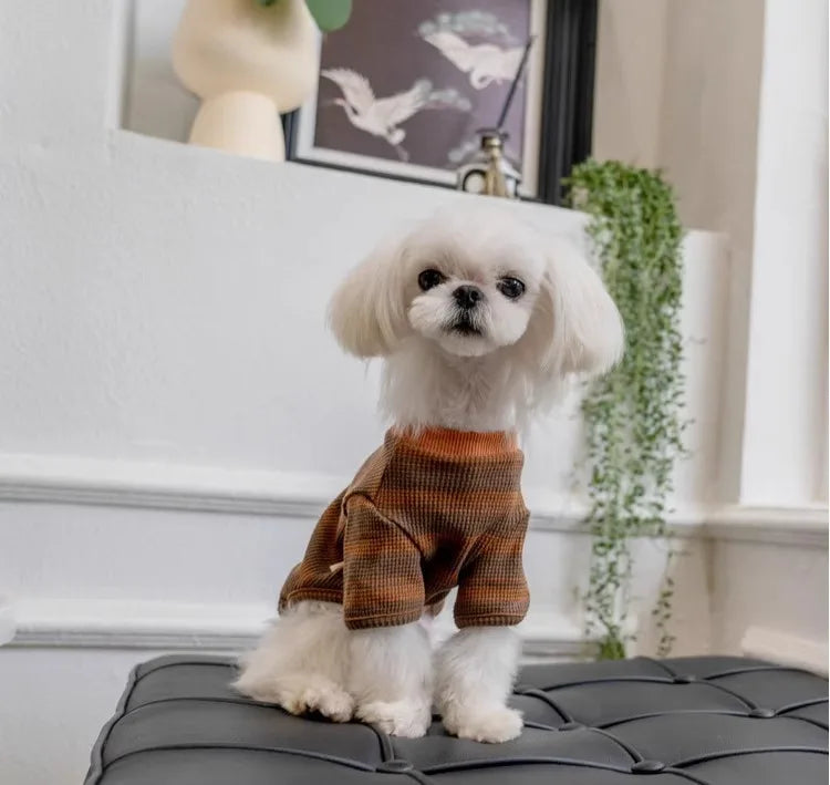 Warm Stripe Sweatshirt Dog Cat Winter Clothes Plush Hoodie Puppy Kitten Gift