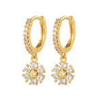 New Design Stainless Steel Zirconia Hoop Earrings Gold Colour Pendant