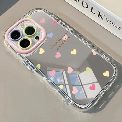 Beautiful Colorful Love English Pattern Mirror Phone Case For iPhone 17 16 15 14 13 12 11 Pro Max 16E 17E XR X XS 7 8 Plus Cover
