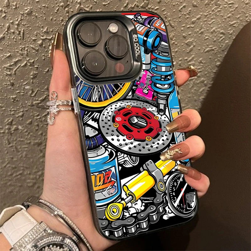 Mechanical Gear Silver IMD Case for Samsung S25 S24 Ultra A16 A56