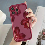 Wine Red Orchid Flower Case for iPhone 17 16 15 14 13 12 11 Pro Max Plus