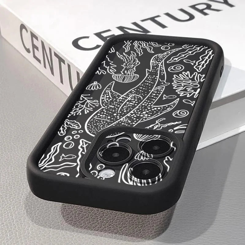 Whale Swimming Sea Case for iPhone 16 15 14 13 12 11 Pro Max Plus XR SE2