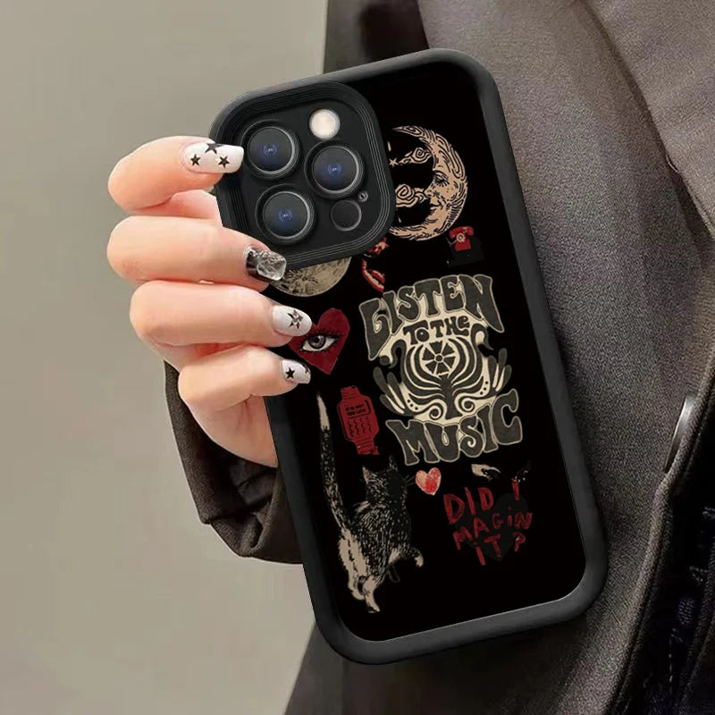 Aesthetic Sun & Moon Case for iPhone 17 16 15 14 13 12 11 Pro Max Plus Soft