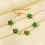 White Flower Stainless Steel Bracelet Five-Leaf Clover Wrist Jewellery