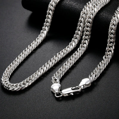 925 Sterling Silver 6mm Geometric Chain Necklace Fashion Jewelry