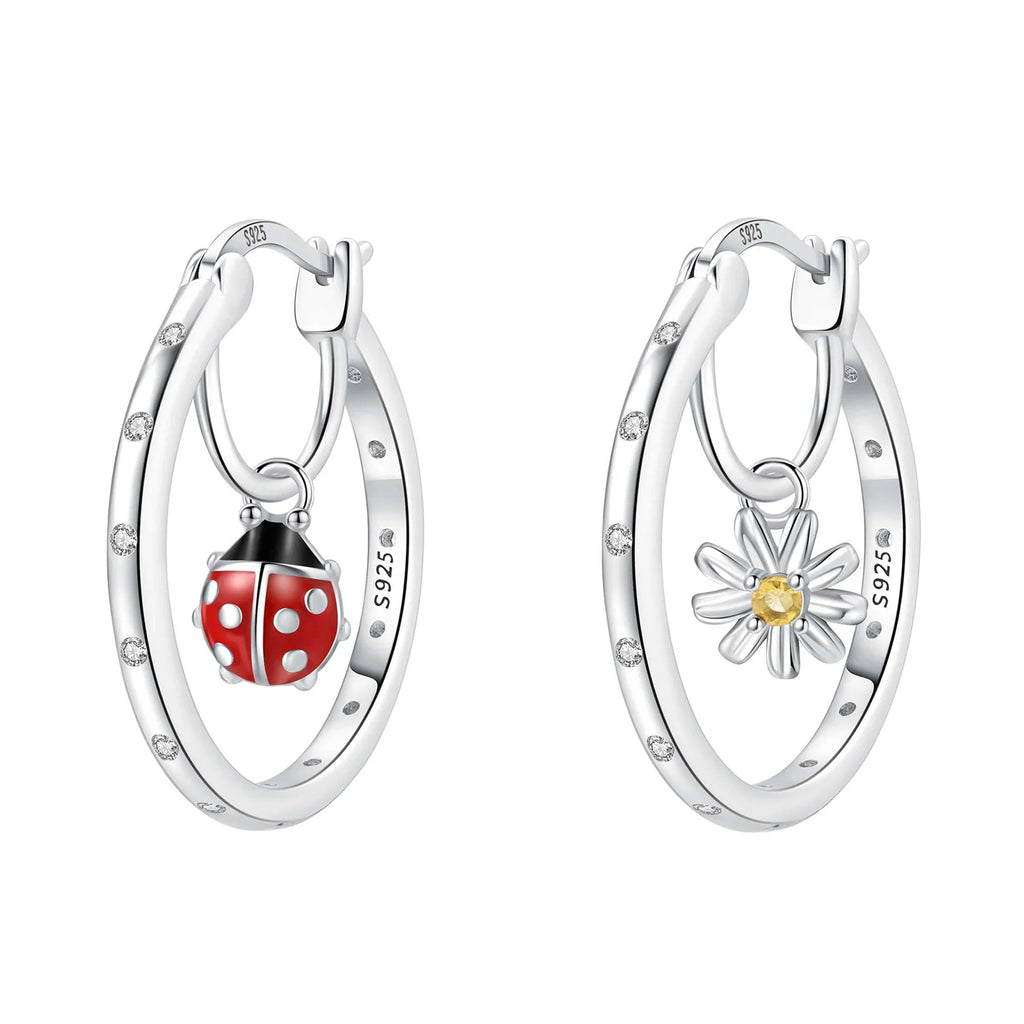 925 Sterling Silver Cute Lazy Cat Animal Pet Hoop Earrings Birthday Gift