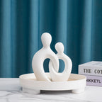Resin Abstract Figurines Anniversary Couple Statue Lovers Figure Sculptures Shelf Pop