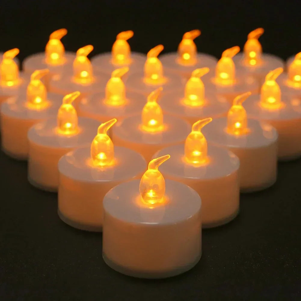 Flickering Flameless LED Tea Lights Warm Yellow Valentine's Day Gift Ship from UK
