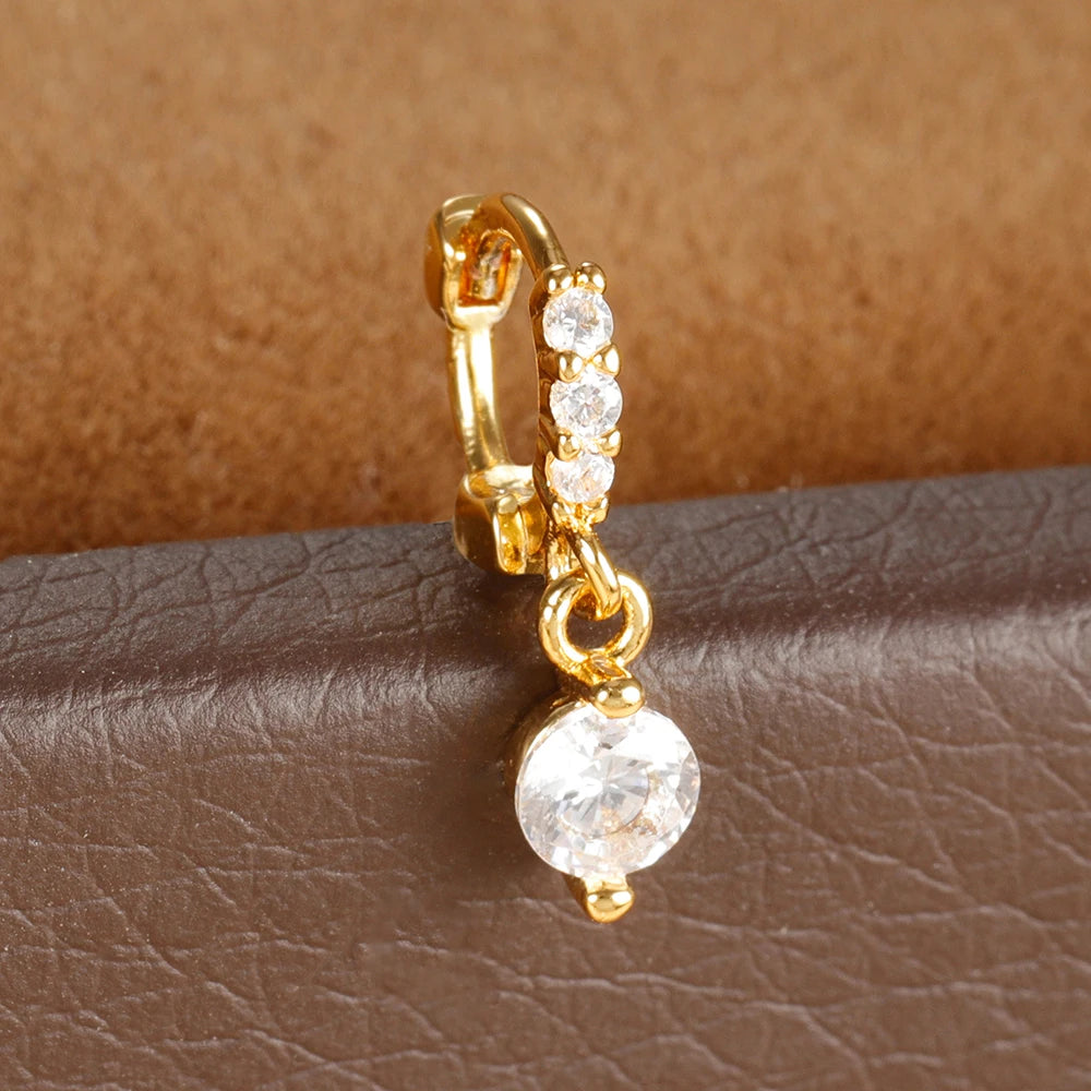 1Pc Stainless Steel Small CZ Hoop Cartilage Earrings Tiny Cross