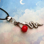 Snake and Red Apple Necklace 925 Sterling Silver Romantic Fine Jewellery