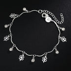 Four-Leaf Clover Zircon Chain Bracelet 925 Sterling Silver Wedding Accessory