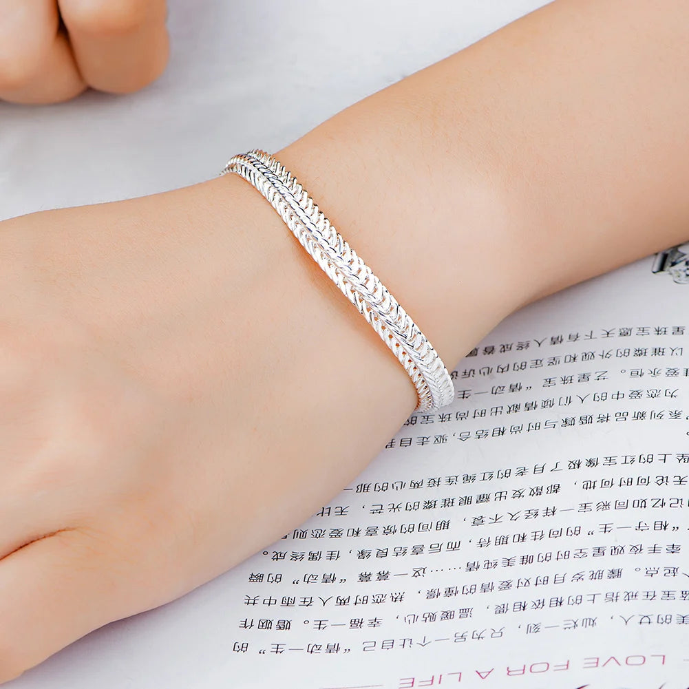 20cm Cute Chain Bracelet 925 Sterling Silver Noble Men Women Fashion Jewelry