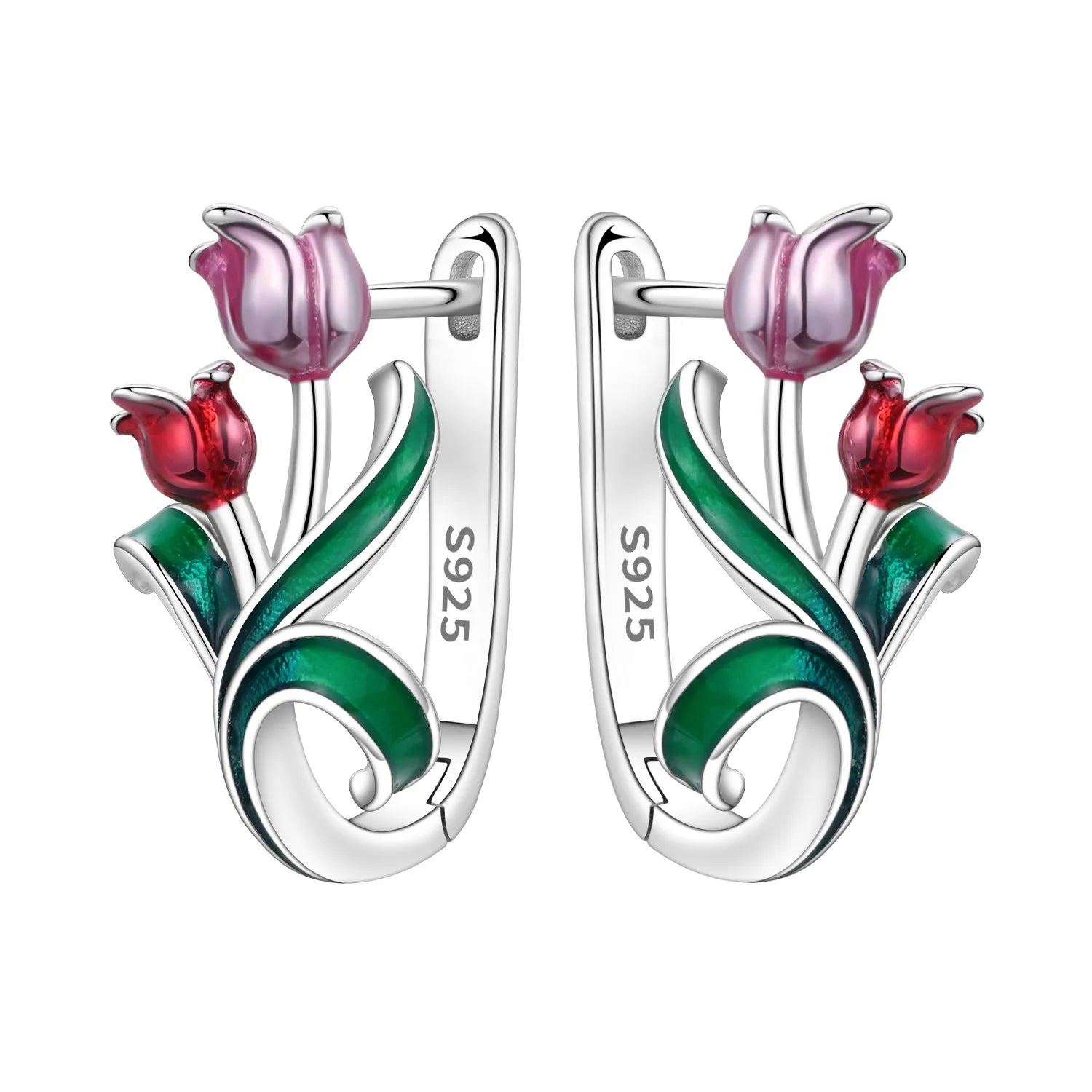 925 Sterling Silver Blue Leaf Plant Ear Studs Hoop Earrings Jewellery Gift