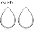 925 Sterling Silver 40mm U-Shaped Hoop Earrings Women Charm Wedding Jewellery