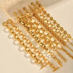 Chunky Bold Toggle Bracelets for Women, Stainless Steel OT Buckle Link Chain Bracelet Gold Plated Tarnish Free