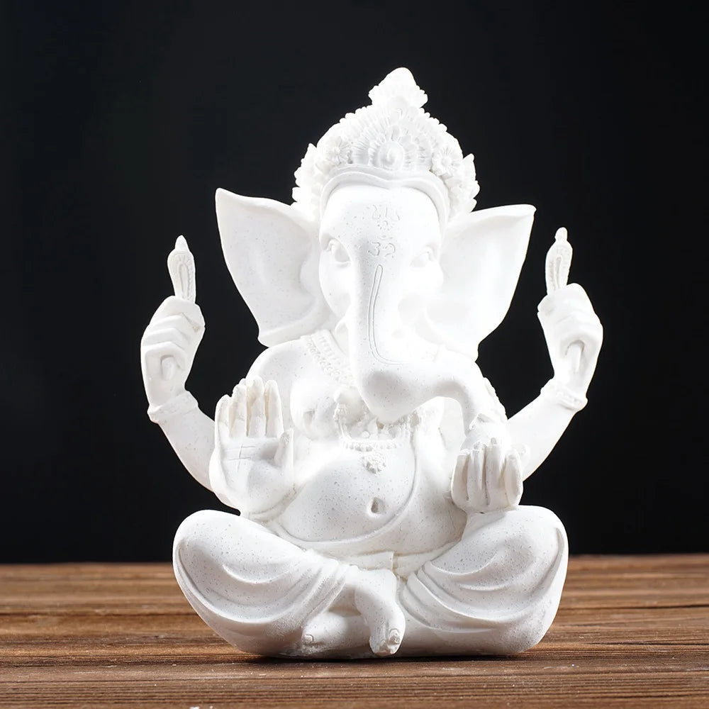 Sandstone Indian Ganesha Elephant God Statue Religious Hindu Feng Shui Buddha Sculpture