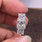 925 Sterling Silver Eternity Princess Square Cubic Zirconia Crystal Rings Women's Wedding Engagement Luxury Classic Lady Jewelry