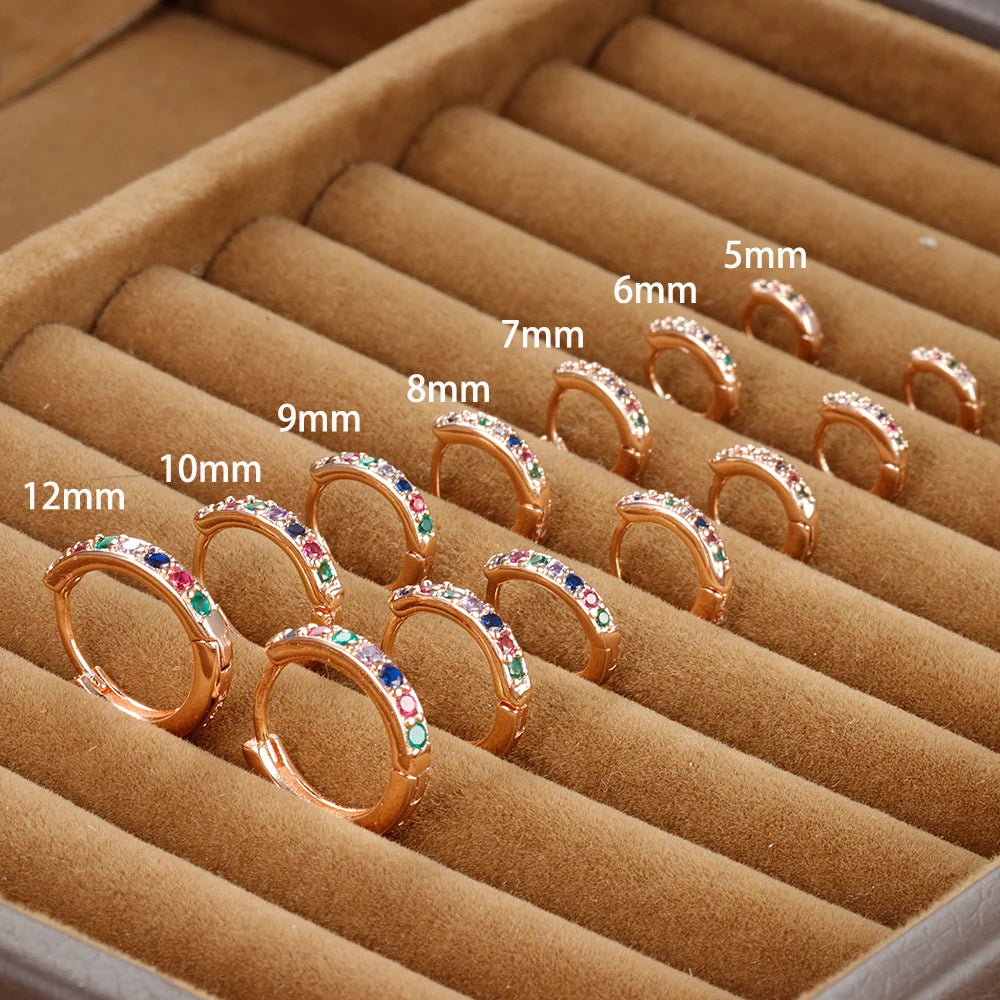 1Pair Stainless Steel Minimal Hoop Earrings Crystal Zirconia Trend