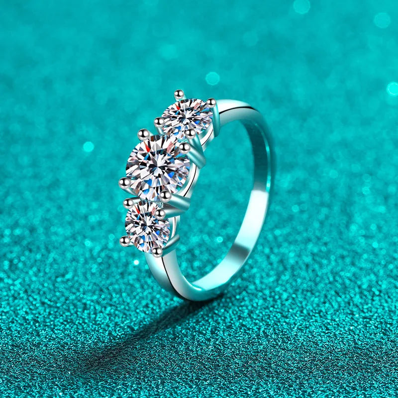 Total 4 carat moissanite ring D Color VVS1 EX Round Moissanite Ring 925 Sterling Silver Eternity Ring Women Engagement Wedding