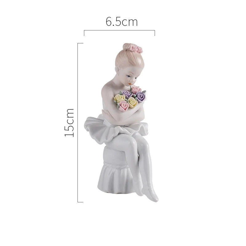 Ceramic Ballet Girl Figurine Doll Interior Home Decoration Living Room Creative Gift