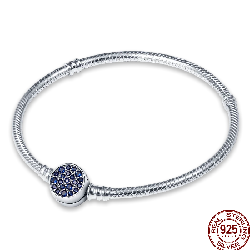 925 Silver 17-20CM Heart Pave Zirconia Original Bracelets Infinity Bracelet Fit DIY Charms Bead Birthday Jewelry Gifts Hot Sale
