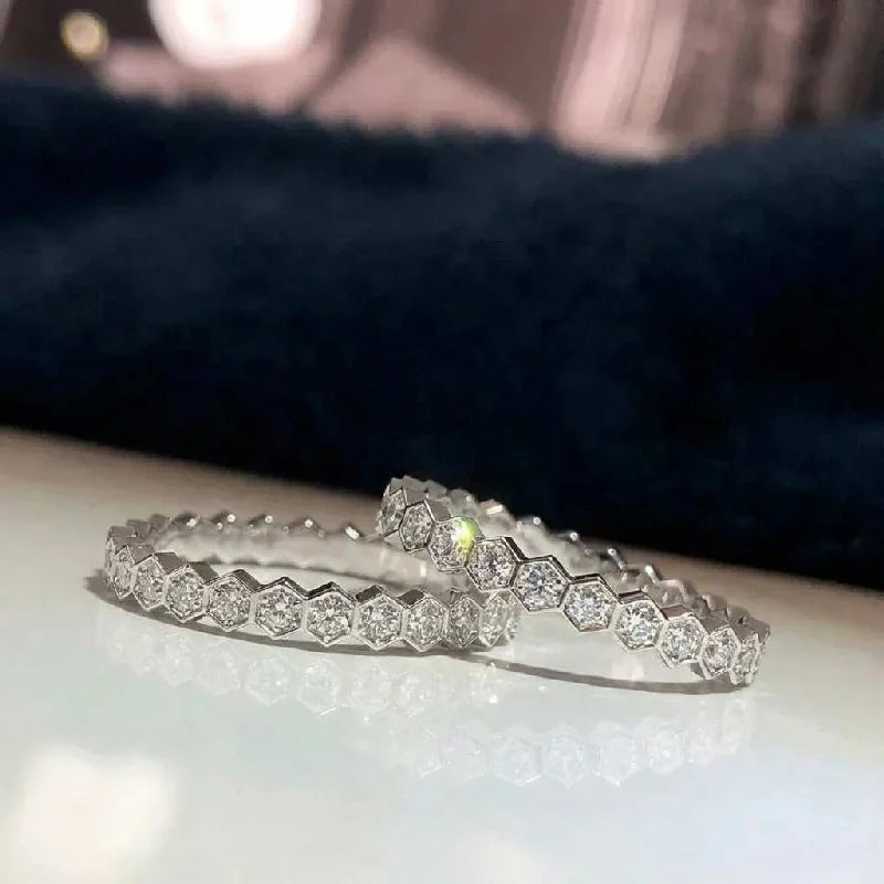 925 Sterling Silver Vintage Geometric Shape Zircon Rings For Women Gift Match Daily Party High Quality Fine Jewelry Accessories
