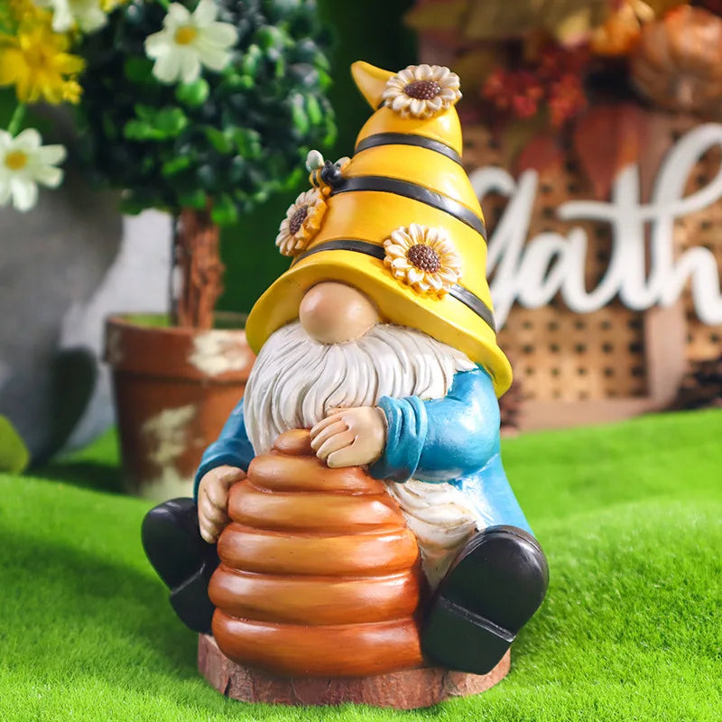 16cm Honey Gnome Figurines Bee Dwarf Statues Bookshelf Desktop Tabletop Room Objects