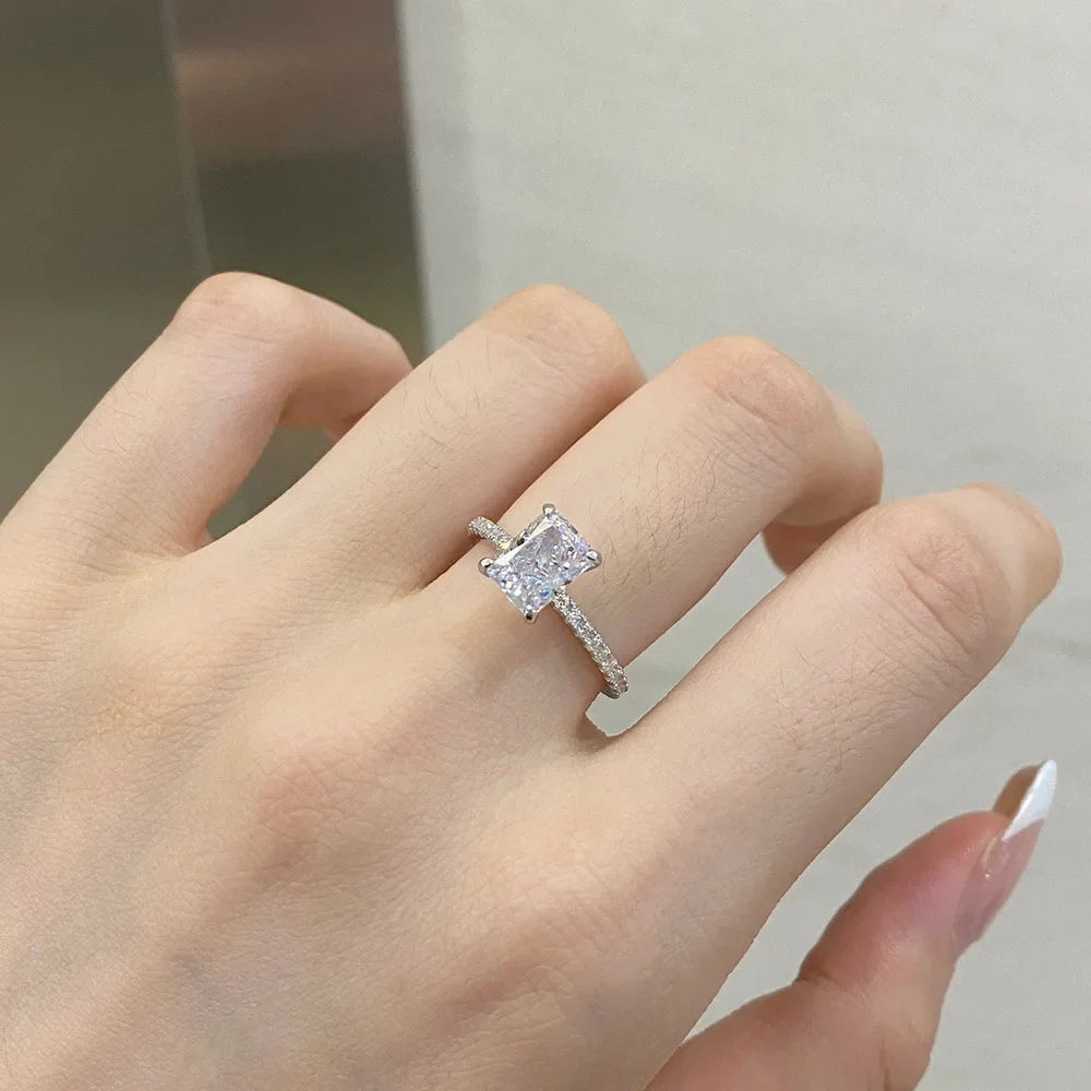 PureNew 1ct-4ct Radiant Cut Full Moissanite Diamond Rings For Women Original 925 Silver Luxury Oval Cut Lady's Diamond Ring 2025