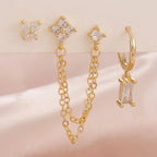 3PCS Exquisite Stainless Steel 12 Constellation Birthstone Earrings Set
