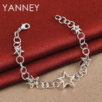 925 Sterling Silver 8-inch Star Bracelet Women Wedding Party Jewellery Gift