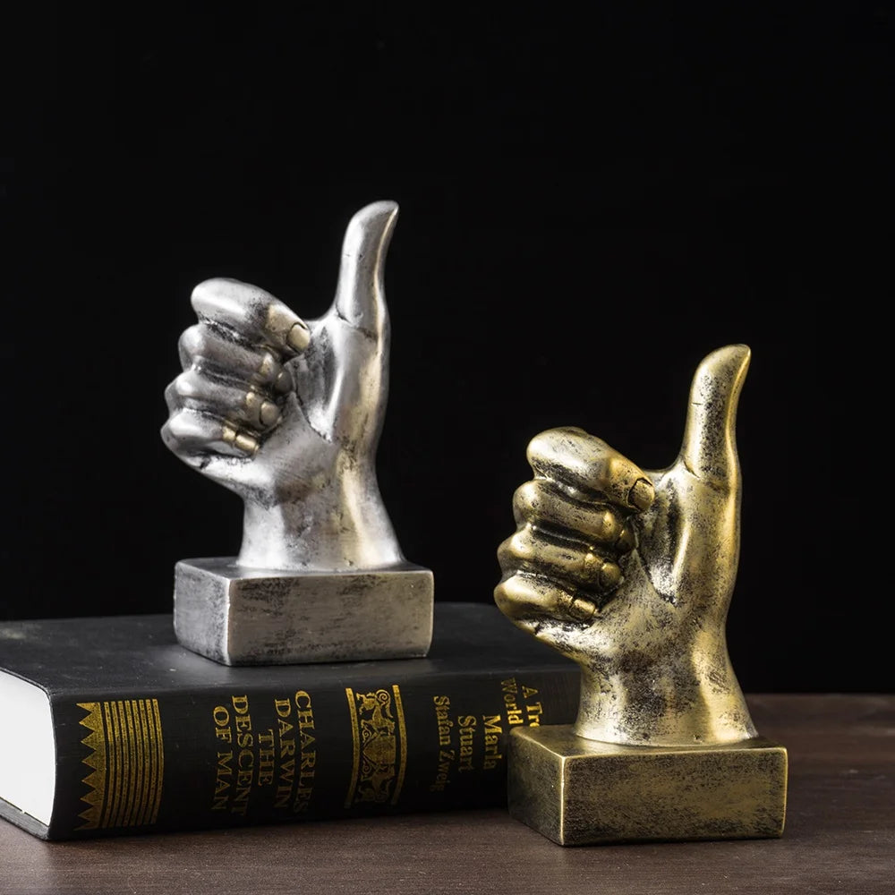 Resin Gesture Hand Finger Figurines Sculpture Retro Ornament Shop Interior Decor