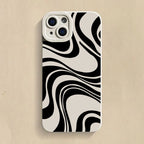 Black Wave Pattern Print Case for iPhone 16 15 14 13 12 Pro Max