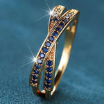 Minimalist Stacking Crossed Wedding Bands Black Gold Silver Color Blue Red Green Stone White Zircon Thin Rings For Women Jewelry