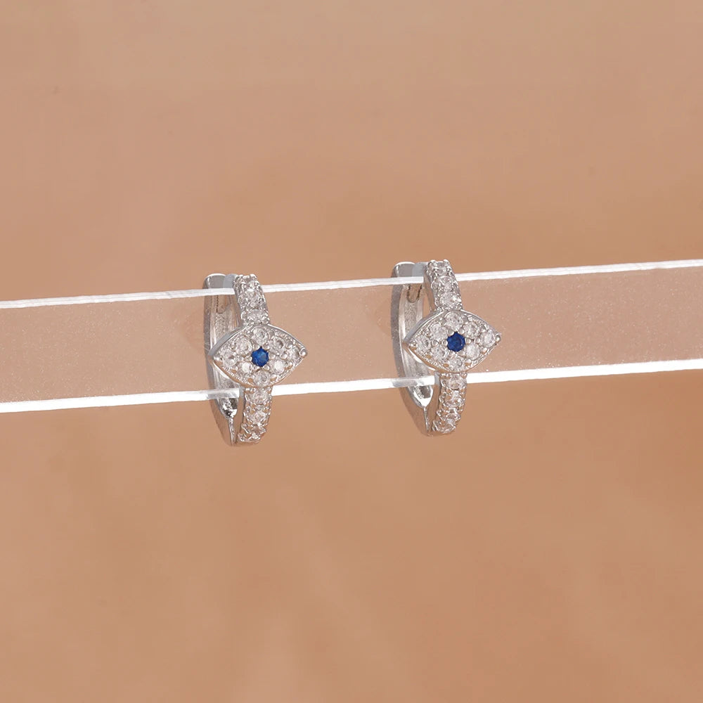 Luxury Zircon Evil Eye Earrings Vintage Gold Colour Stainless Steel